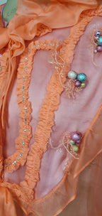 Title: "Coral Dream" Asymmetric Silk Chiffon Blouse