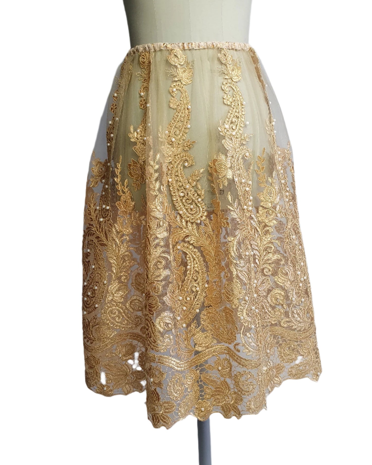 Golden  Lace Royal " 2" transparent  skirt