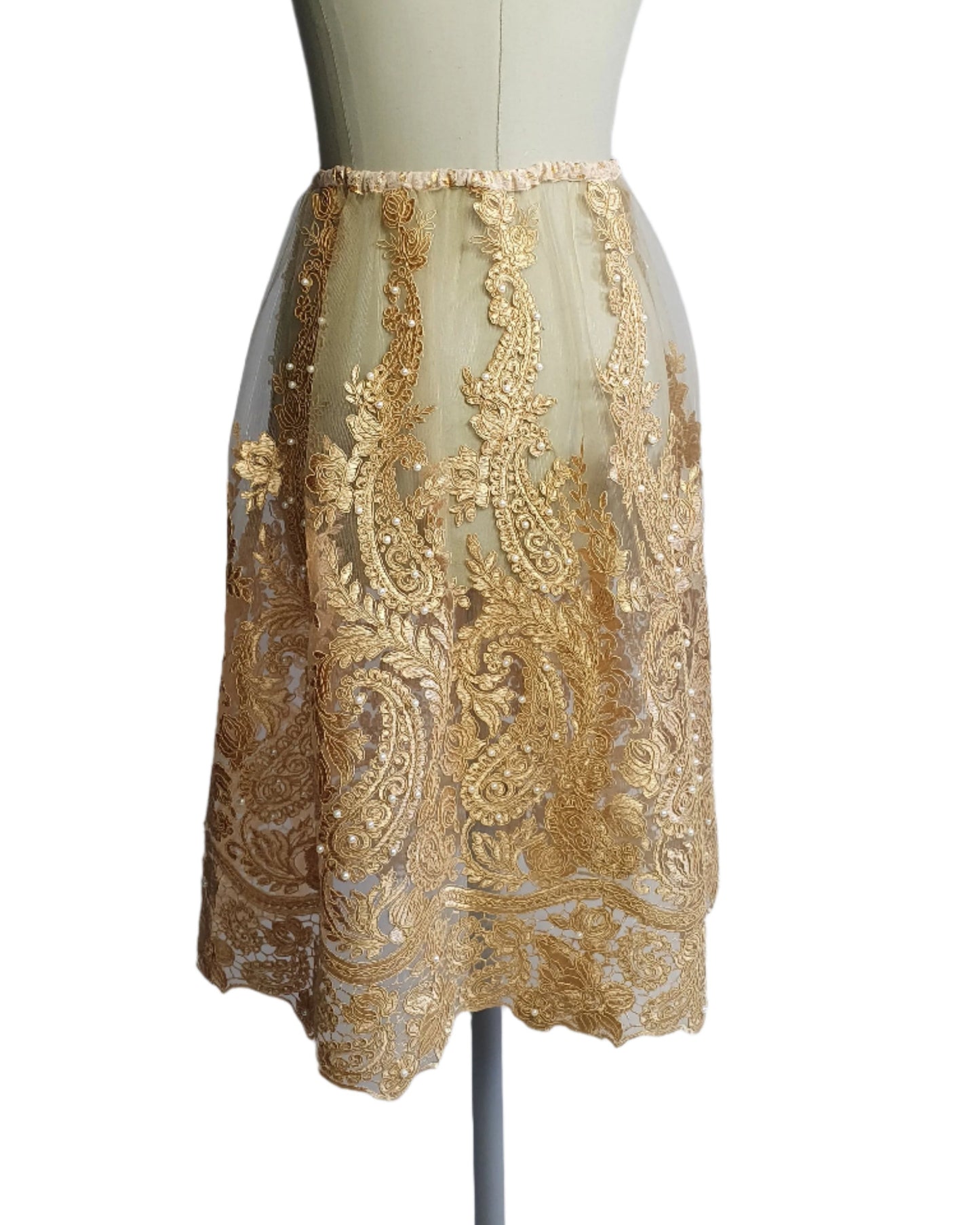 Golden  Lace Royal " 2" transparent  skirt