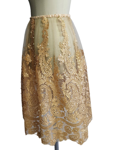 Golden  Lace Royal " 2" transparent  skirt