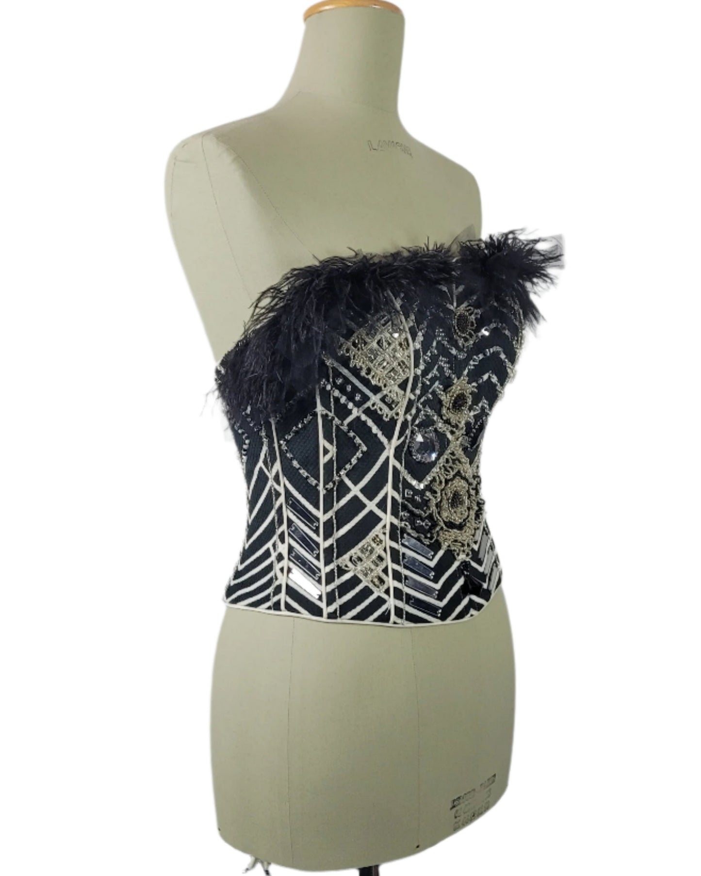 corset strapless white/black with embroidery   Galaxy collection