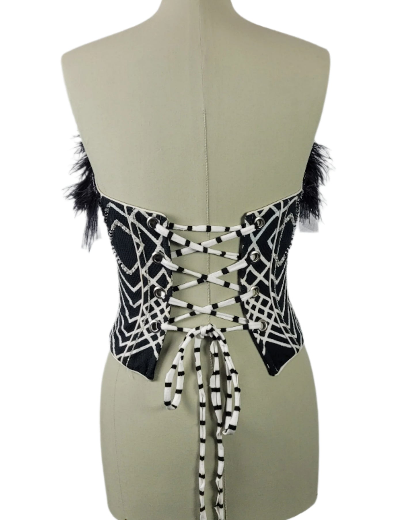 corset strapless white/black with embroidery   Galaxy collection