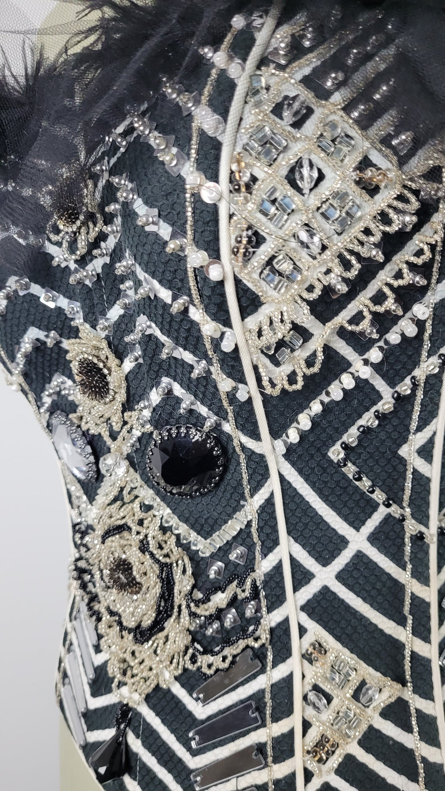 corset strapless white/black with embroidery   Galaxy collection