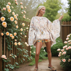 "Jardín Etéreo"  blusa floreada  con  Tul Bordado y Lentejuelas – Edición Limitada