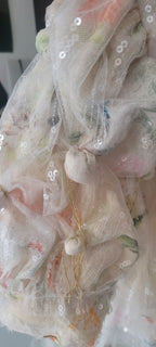 "Dream Garden" Blouse: Embroidered Tulle with Maxi Bow & 3D Accents