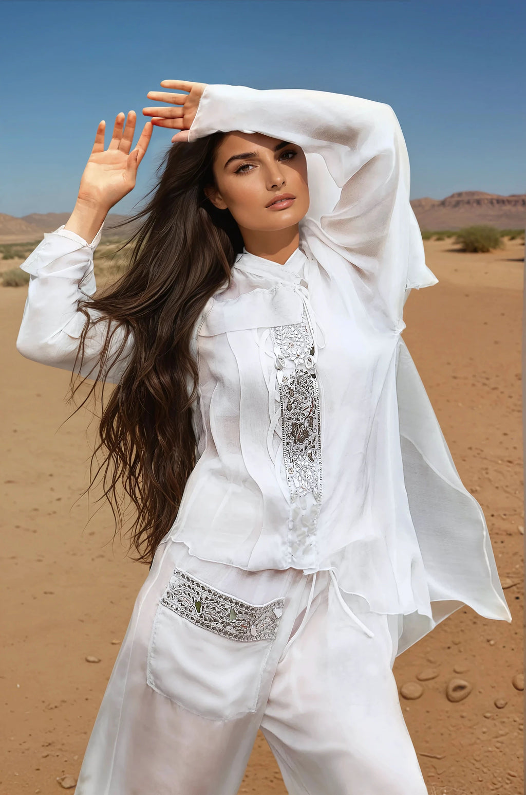 Sahara Ethereal Luxury: The Sheer Silk Chiffon Coordinate Set