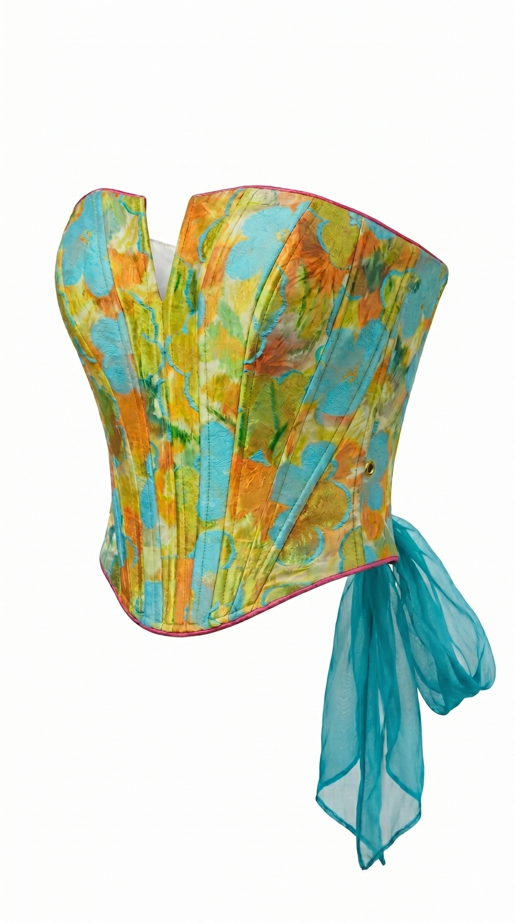 Vibrant Abstract Floral Strapless Corset