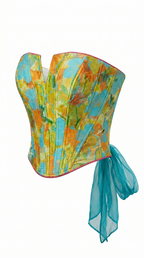 Vibrant Abstract Floral Strapless Corset