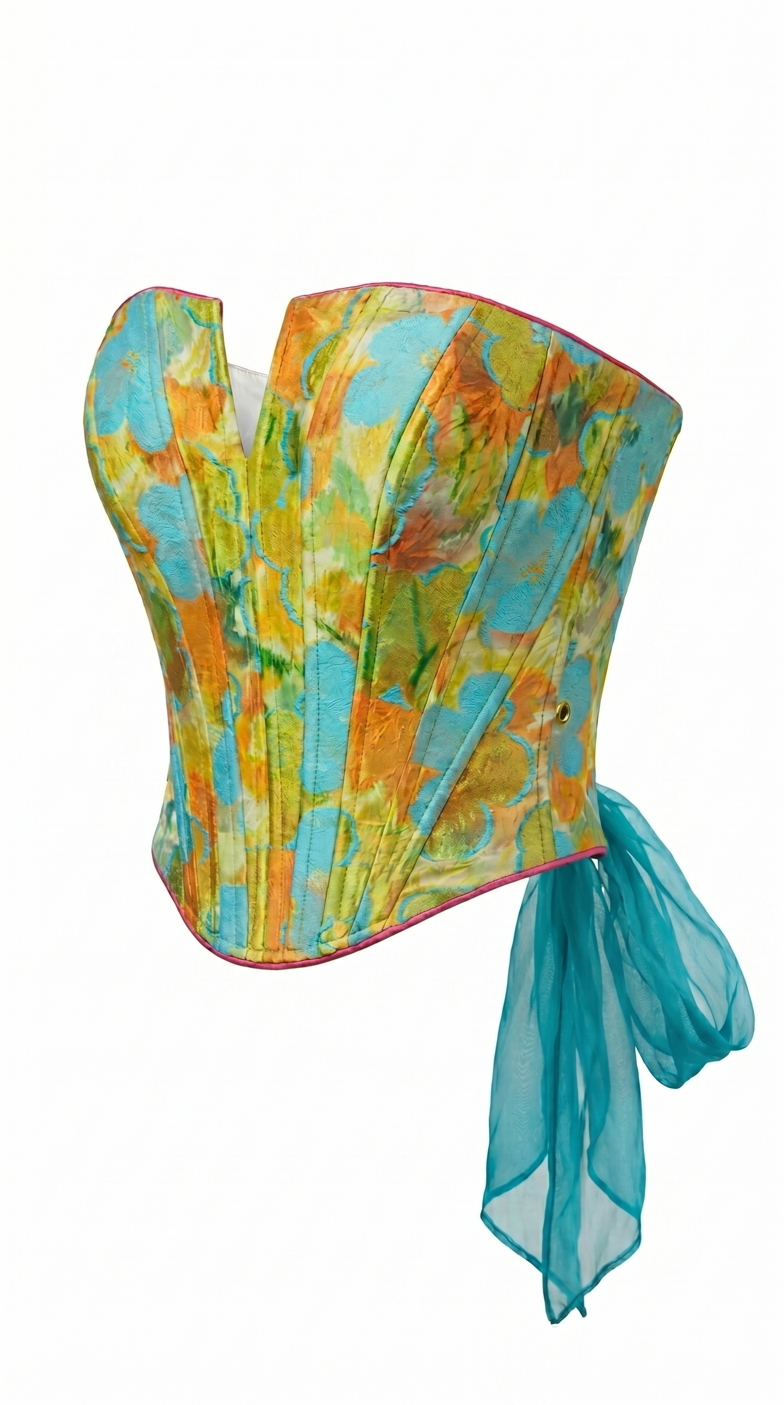 Vibrant Abstract Floral Strapless Corset
