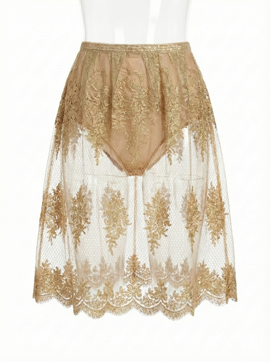 Golden  lace  transparent  skirt