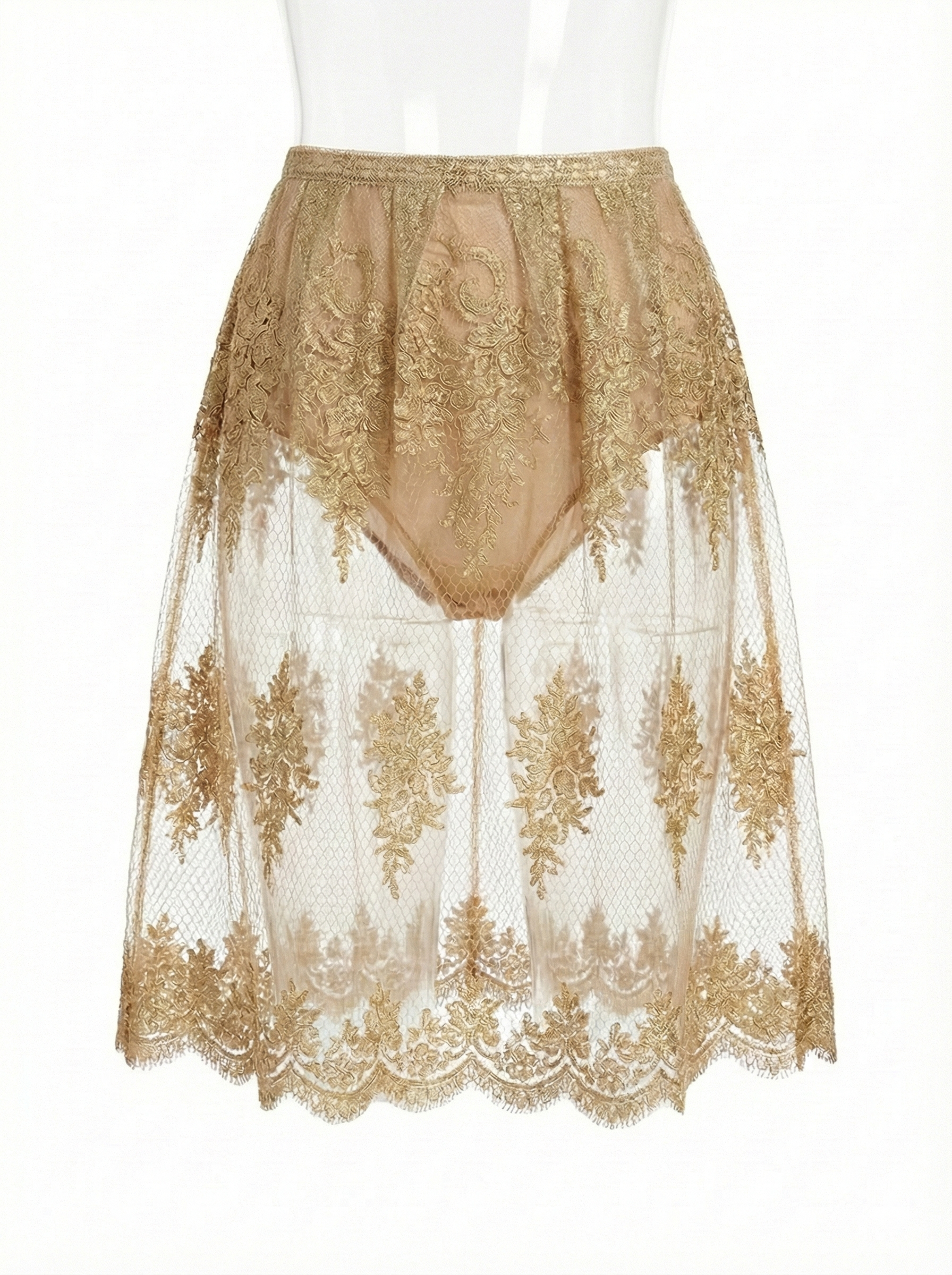 Golden  lace  transparent  skirt