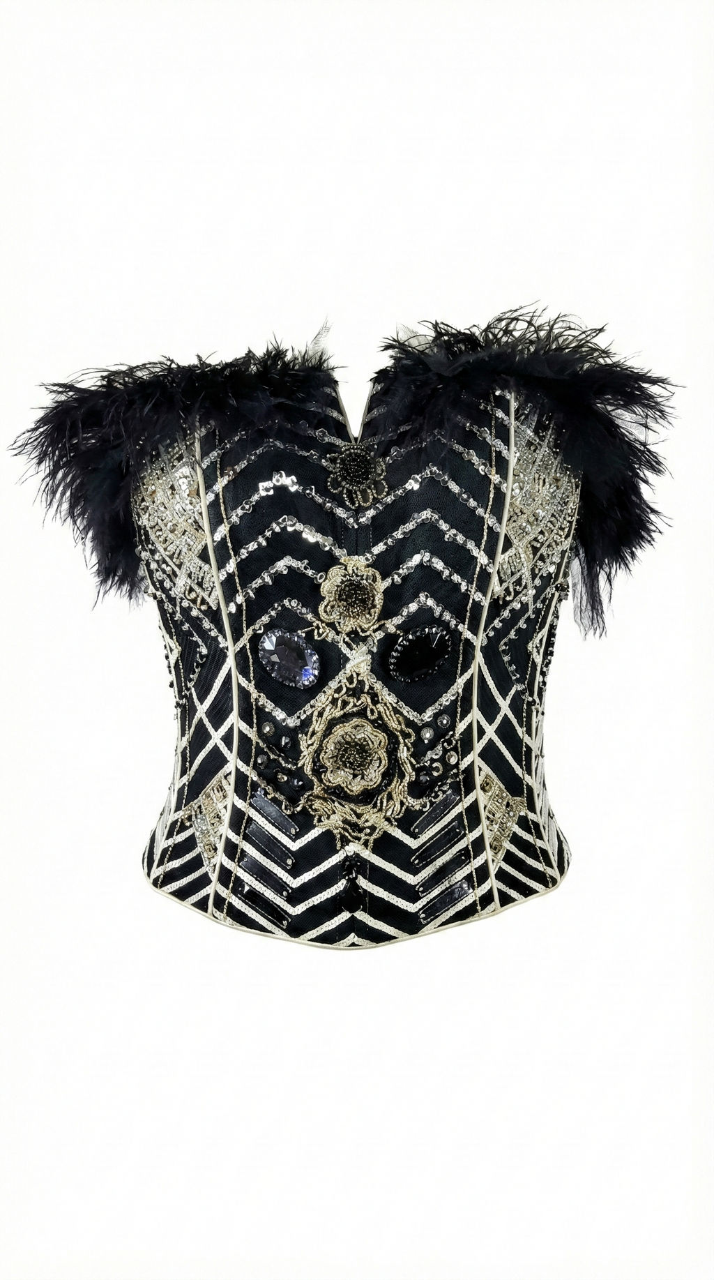 corset strapless white/black with embroidery   Galaxy collection