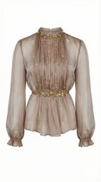 The 'Gossamer' Silk Chiffon Tie-Back Blouse