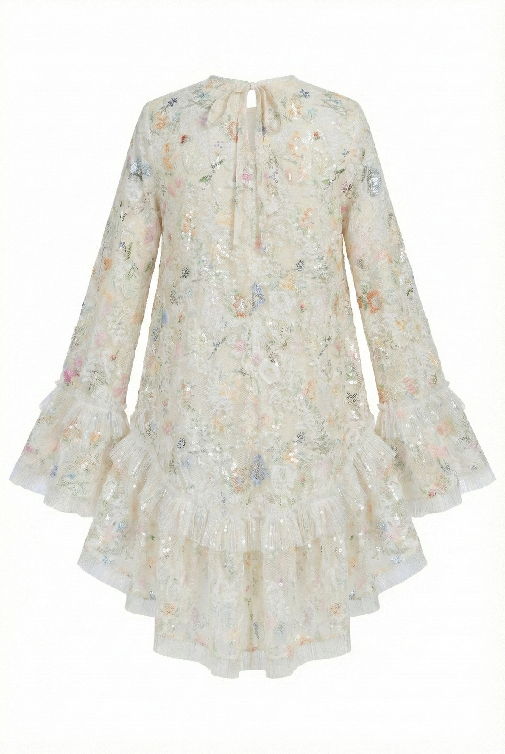 "Jardín Etéreo"  blusa floreada  con  Tul Bordado y Lentejuelas – Edición Limitada