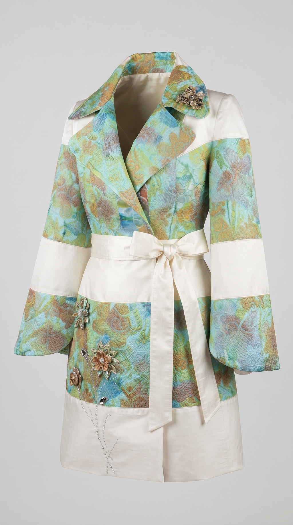 "Turquoise Garden" Patchwork Coat