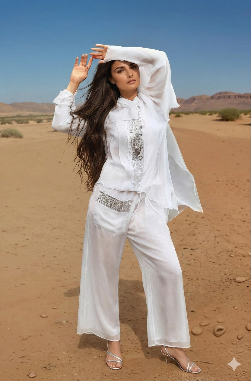 Sahara Ethereal Luxury: The Sheer Silk Chiffon Coordinate Set