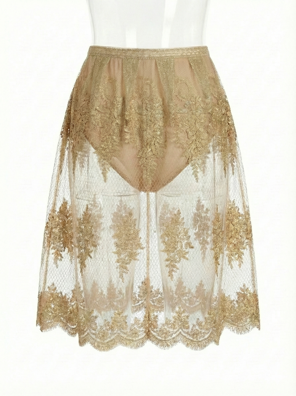 Golden  lace  transparent  skirt