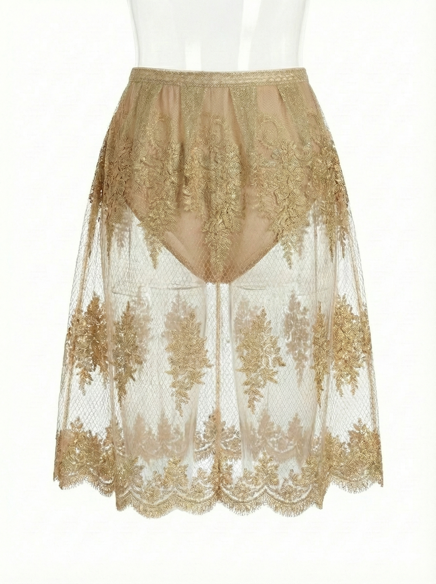 Golden  lace  transparent  skirt