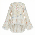 "Jardín Etéreo"  blusa floreada  con  Tul Bordado y Lentejuelas – Edición Limitada