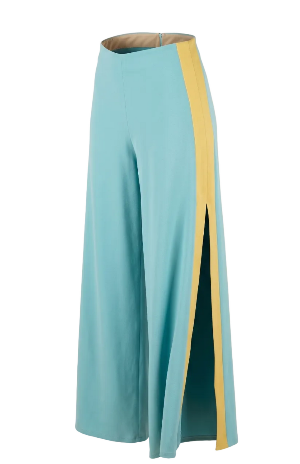 Color-Block Side-Slit Wide-Leg Trousers