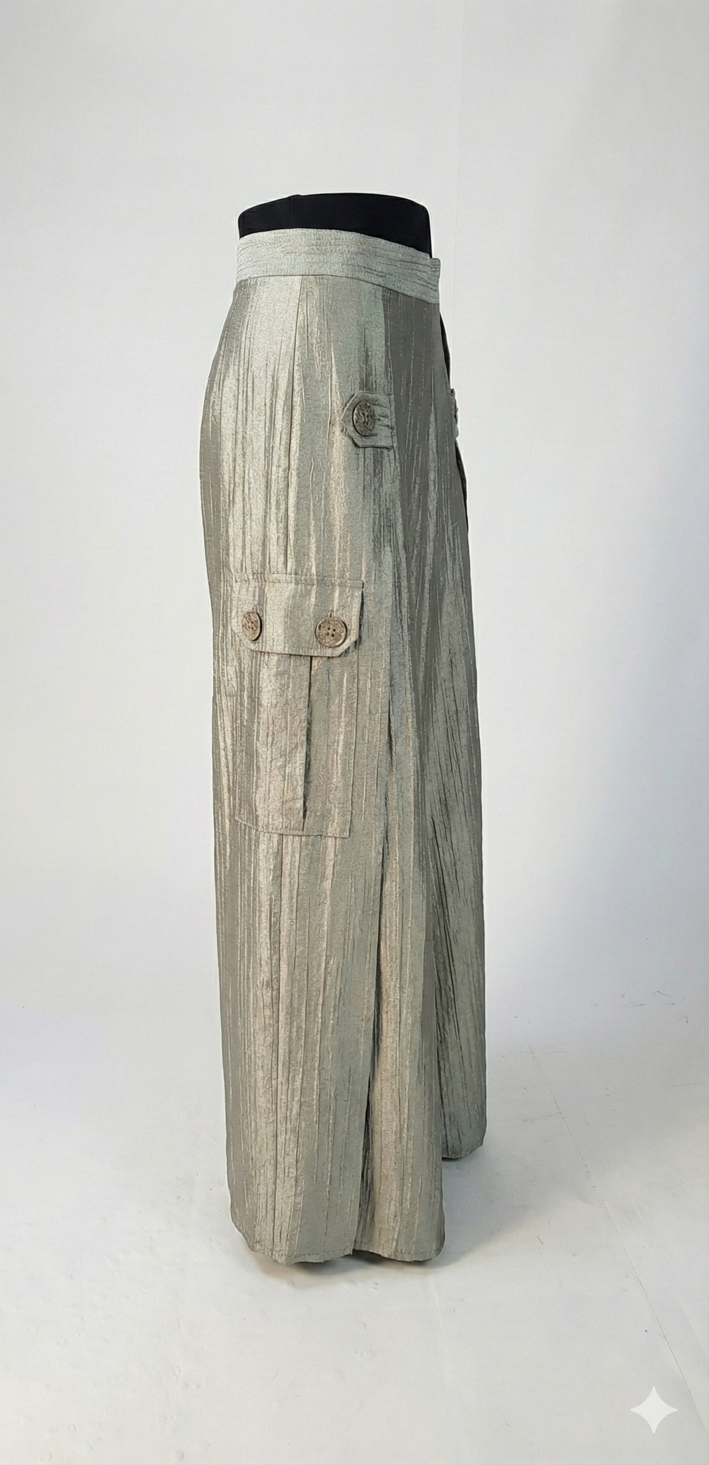 "Silver Mist" Sartorial Set: Structured Vest & Textured Palazzo Pants