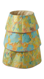 Colorful tiered skirt with abstract pattern on a white background
