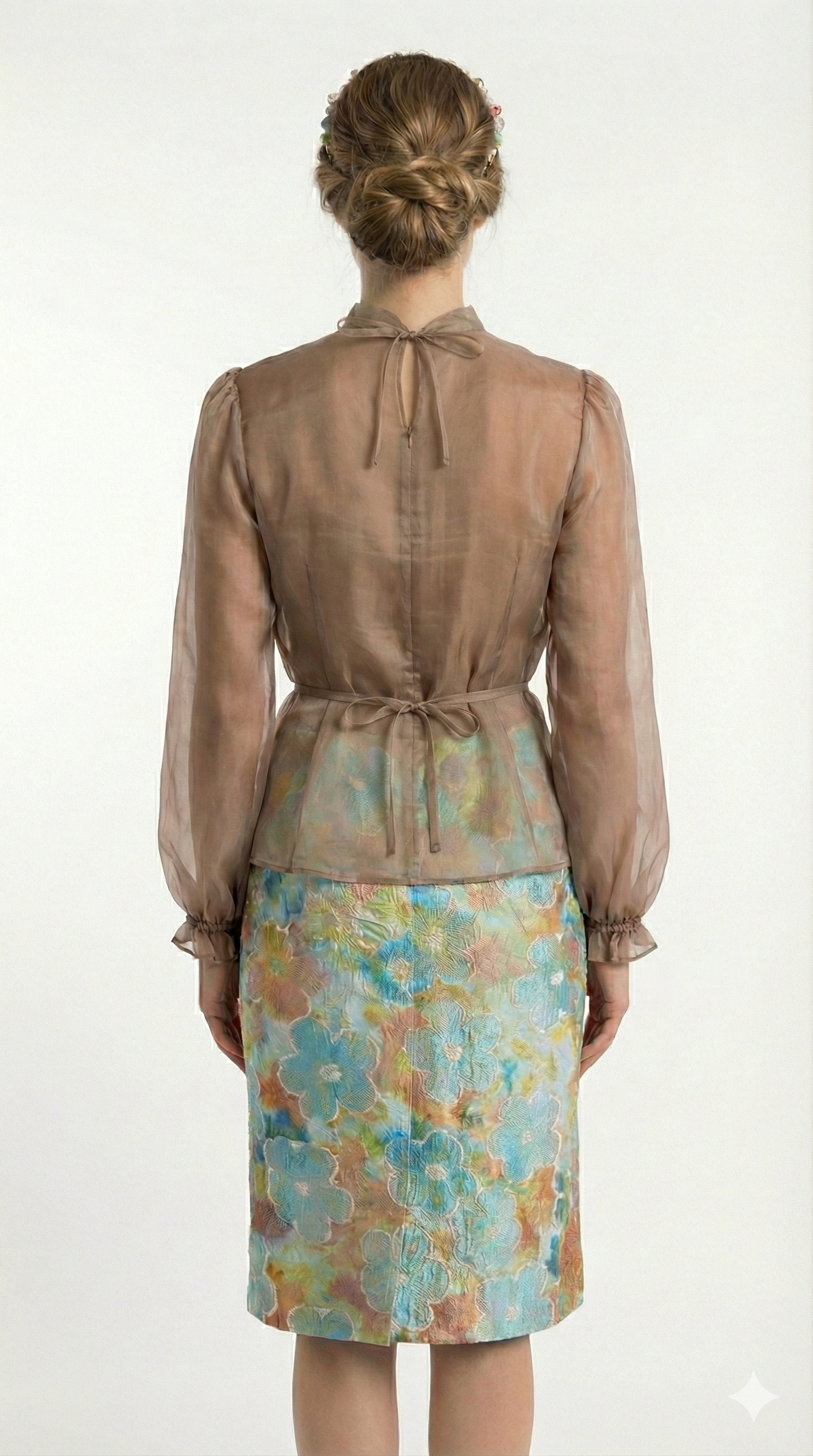 The 'Gossamer' Silk Chiffon Tie-Back Blouse