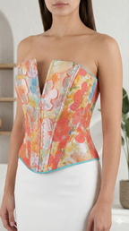 Shimmering Floral Rhinestone Bustier