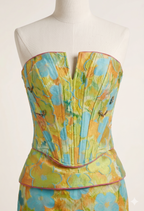 Vibrant Abstract Floral Strapless Corset