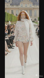 "Ethereal Garden" Sequin Floral Blouse with Tulle Appliqués