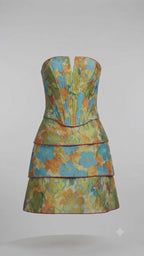 Vibrant Abstract Floral Tiered Mini Skirt